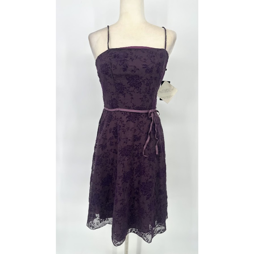 Vtg CDC Dress 8 Purple Velvet Burnout Sheer Sparkle Whimsigoth Witchy Fairy Goth